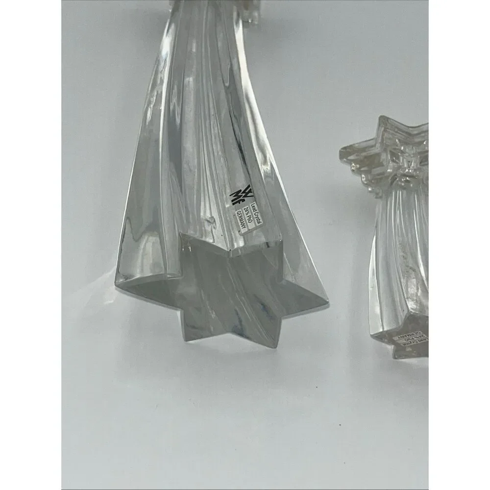 Set Of 3 WMF Germany Shooting Star 24% Lead Crystal Candle Holders 8,6,4